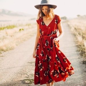 Free People All I Got Printed Maxi in Red Combo